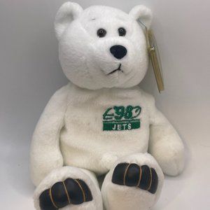 LIMITED TREASURES PREMIUM PRO BEARS NY JETS #16V TESTAVERDE BEANIE BEAR White